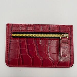 New Mini Wallet Red Faux Croc Leather Card Holder Travel Safety B-Low The Belt